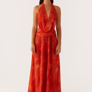 Elysia Chiffon Maxi Dress - Amber