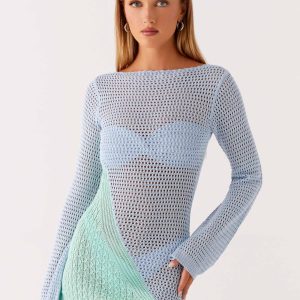 Estie Long Sleeve Crochet Mini Dress - Multi
