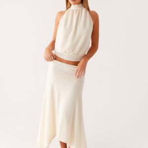 Evaden Low Rise Midi Skirt - Ivory