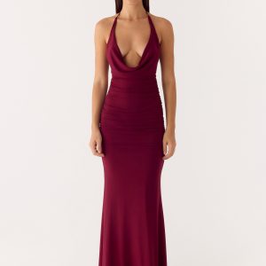 Eyes Closed Maxi Dress - Dark Cherry
