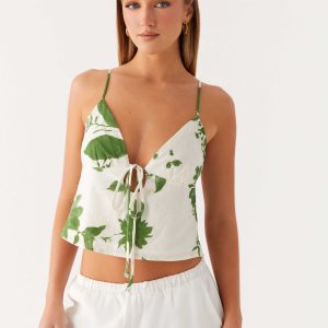 Faela Cotton Cami Top - Verdant Bloom