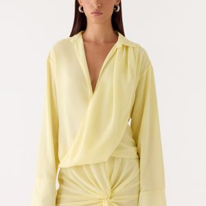 Farretti Shirt Mini Dress - Pale Yellow