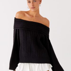 Federica Off Shoulder Knit - Black