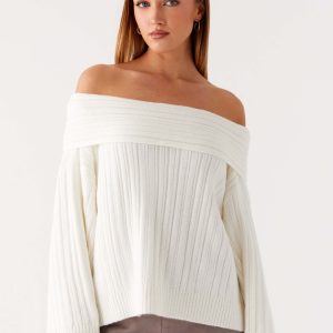 Federica Off Shoulder Knit - White