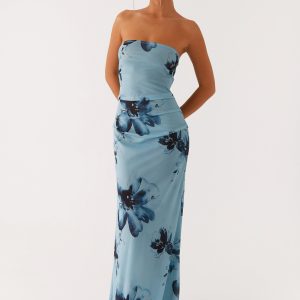 Field Of Dreams Maxi Dress - Blue Black Floral
