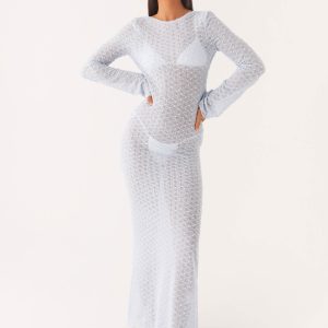 Flirty Knitted Maxi Dress - Blue