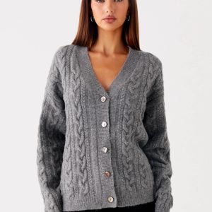 Frawley Cable Knit Cardigan - Grey