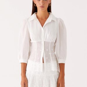 Frida Broderie Top - White