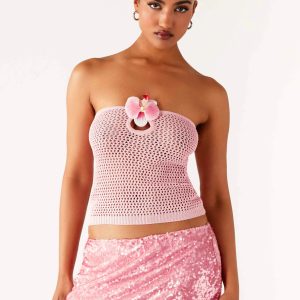 Galia Crochet Top - Pink