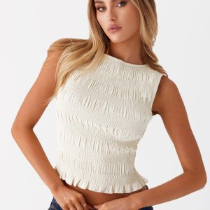 Garden Kisses Shirred Top - Ivory