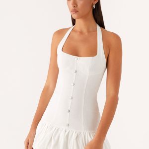 Georgina Denim Mini Dress - White