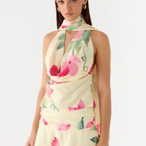 Get Me Halter Backless Top - Lemon Soleil