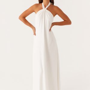 Golden Child Linen Maxi Dress - White