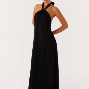 Golden Child Linen Maxi Dress - Black