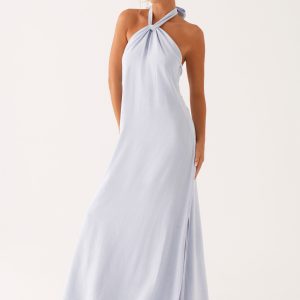 Golden Child Linen Maxi Dress - Blue