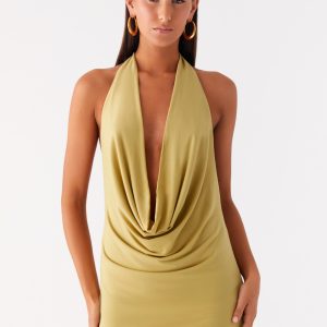 Haisley Cowl Mini Dress - Lime Green