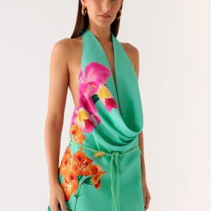 Halia Cowl Mini Dress - Jungle Bloom