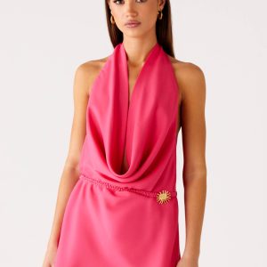 Halia Cowl Mini Dress - Watermelon