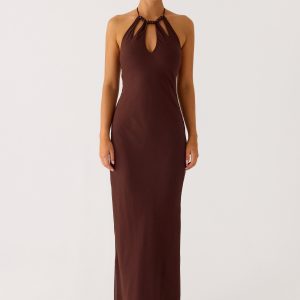 Harlyn Halter Maxi Dress - Chocolate