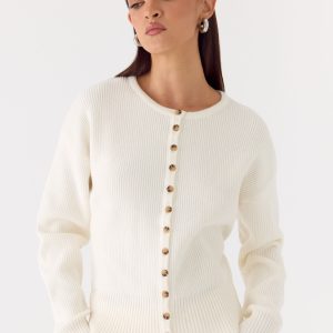 Harrison Cinched Knit Cardigan - Ivory