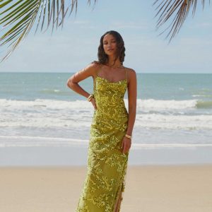 Havana Sequin Maxi Dress - Lime