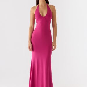 Have Your Attention Maxi Dress - Fuchsia