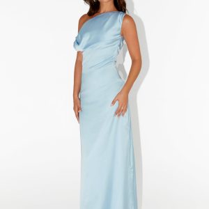 Heart Of Glass Satin Maxi Dress - Blue