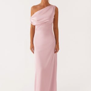 Heart Of Glass Satin Maxi Dress - Pink