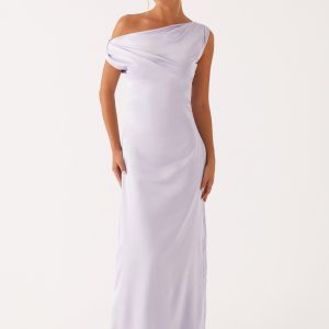 Heart Of Glass Satin Maxi Dress - Lilac
