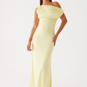 Heart Of Glass Satin Maxi Dress - Yellow