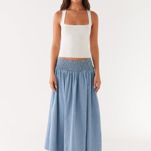 Heater Midi Skirt - Washed Blue