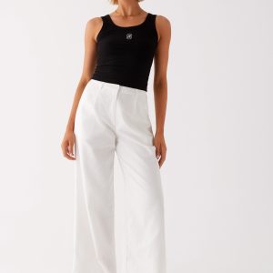 Heatwave Linen Wide Leg Pants - White
