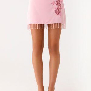 Heavenward Wrap Mini Skirt - Pink