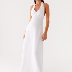 Heavy Hearted Linen Maxi Dress - White
