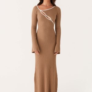 Hilary Crochet Maxi Dress - Tan