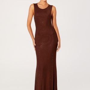 Hot Sequins Maxi Dress - Chocolate