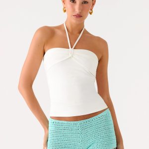 Idalia Beaded Crochet Shorts - Blue