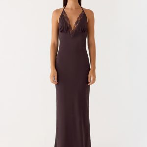 Indya Halter Maxi Dress - Chocolate