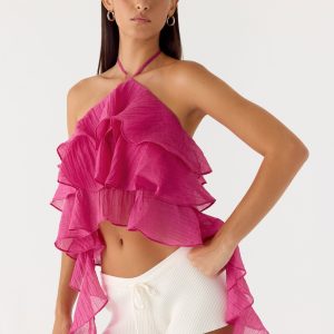 Inna Frill Halter Top - Fuchsia