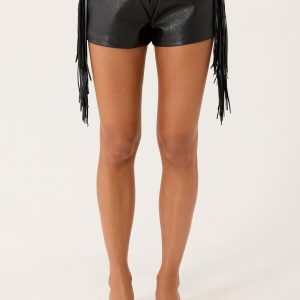 Isiah Low Rise PU Shorts - Black