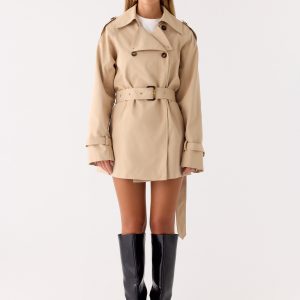 Jackie Mini Trench Coat - Tan