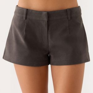 Jeremy Faux Suede Shorts - Tan Grey