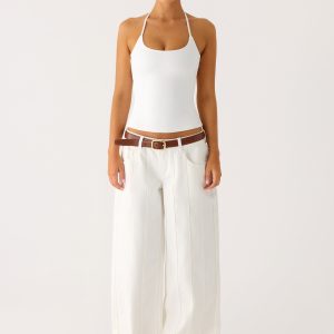 Johnny Low Rise Wide Leg Denim Jeans - White