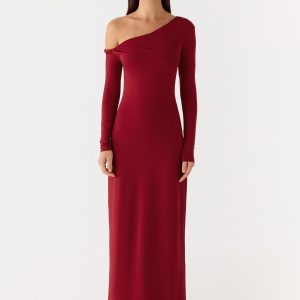 Jordana Twist Maxi Dress - Merlot
