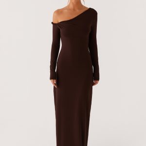 Jordana Twist Maxi Dress - Brown