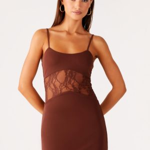 Jordanna Lace Mini Dress - Chocolate