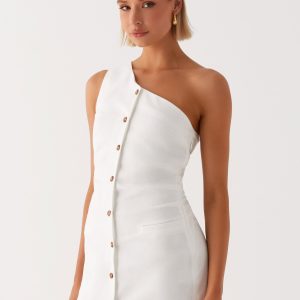 Jordy Linen Mini Dress - White