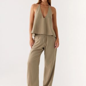 Josephina Linen Pant - Sand Brown