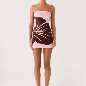 Kader Strapless Knit Mini Dress - Espresso Meadow