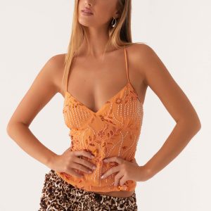 Kamilla Sequin Cami Top - Orange